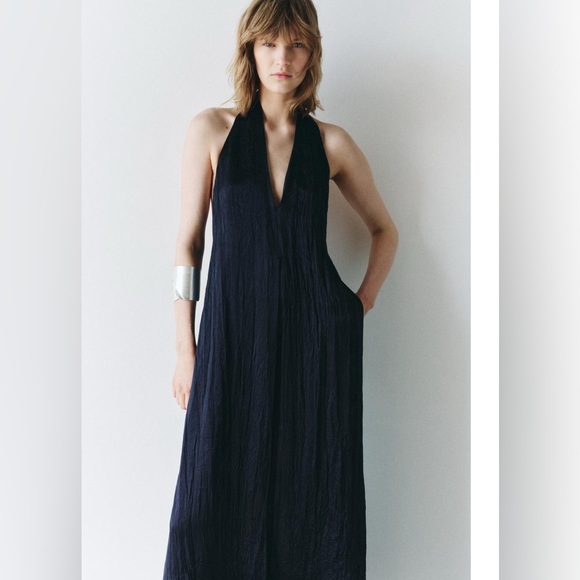 Zara | Dresses | Zw Collection Satin Effect Halter Dress | Poshmark